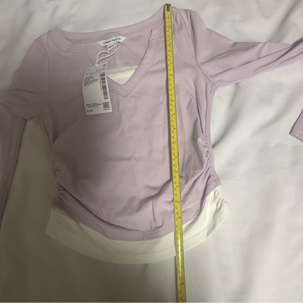 Urban Revivo Lilac and white Long Sleeve Women's Top size 4 - Picture 10 of 16